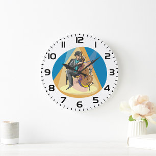 Muzikant spelen de chello grote klok