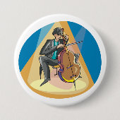 Muzikant spelen de chello ronde button 7,6 cm (Voorkant)