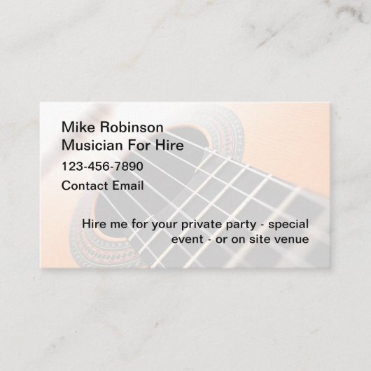 Muzikant te huur Visitekaartjes (Voorkant)