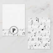 Muzikant voor Monogram Whimsical Music Note Notitiekaartje (Voorkant / Achterkant)
