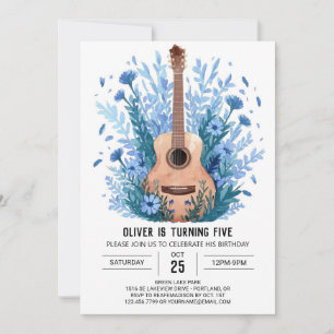 Muzikant Wildflower Gitaar Jongen Verjaardag Kaart