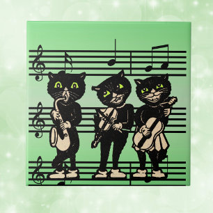  muzikant zwarte katten Muzieknoten Tegeltje