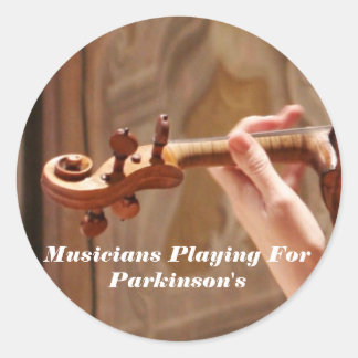 Muzikanten spelen voor Parkinson Ronde Sticker