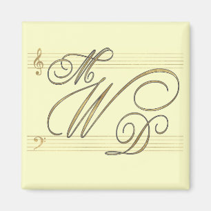 Muzikanten van de logo van het huwelijksmonogram magneet