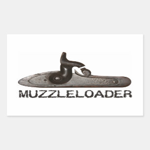 Muzzleloader breech & hammer, zwart poedergeweer rechthoekige sticker