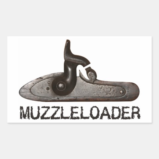Muzzleoader broek & hamer, zwart poeder geweer rechthoekige sticker (Voorkant)
