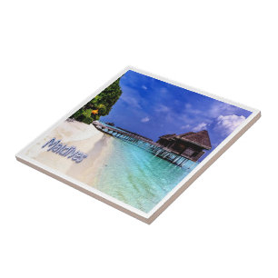 MV004-eilanden MALDIVES-strand, Azië, Tegeltje