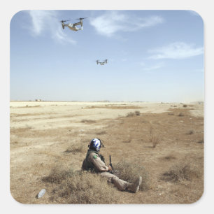 MV-22B Ospreys vliegen boven het Amerikaanse Navy Vierkante Sticker