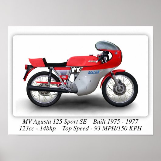 MV Agusta 125 Sport SE Motorcycle - A3/A4 Poster (Devant)