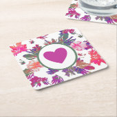 MVB Array of Love Bouquet Design Vierkante Kartonnen Onderzetter (Schuin)