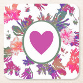 MVB Array of Love Bouquet Design Vierkante Kartonnen Onderzetter (Voorkant)