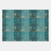 MVB Blauw Blauwgroen- Faux Glass Inpakpapier Vel (Voorkant)