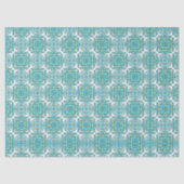 MVB Blauwgroen Blauw & Geel Faux Kant Tissuepapier (Voorkant)