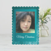 MVB Faux Velvet Teal Customizable Design Feestdagenkaart (Staand voorkant)