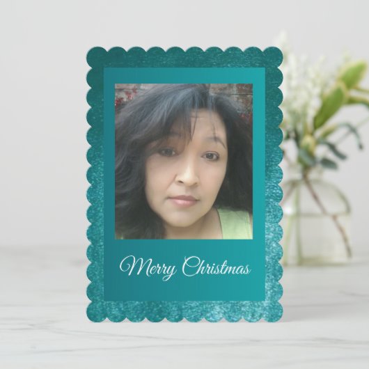 MVB Faux Velvet Teal Customizable Design Feestdagenkaart (Staand voorkant)