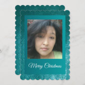 MVB Faux Velvet Teal Customizable Design Feestdagenkaart (Voorkant / Achterkant)