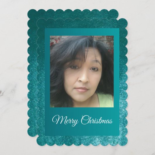 MVB Faux Velvet Teal Customizable Design Feestdagenkaart (Voorkant / Achterkant)