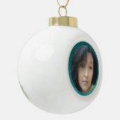 MVB Faux Velvet Teal Customizable Design Keramische Bal Ornament (Links)