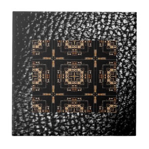 MVB Quad Cross Design Tile/Faux Leather Black Tegeltje