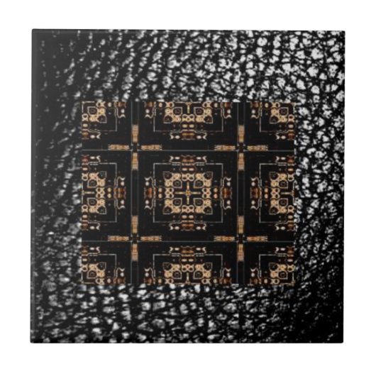 MVB Quad Cross Design Tile/Faux Leather Black Tegeltje (Voorkant)