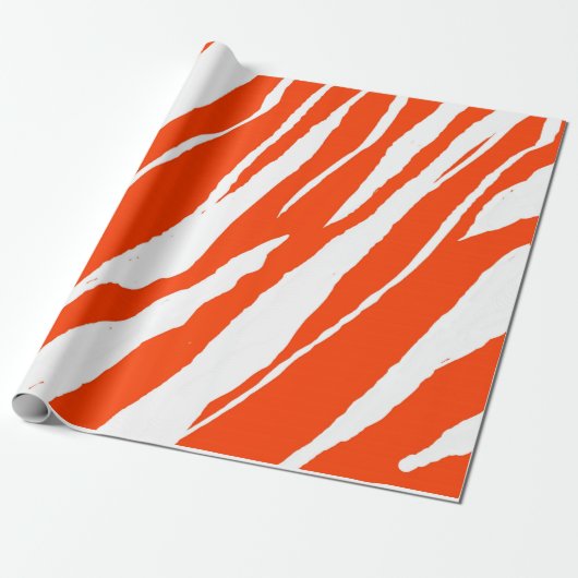 MVB Tiger Stripes Design - Sinaasappel & Wit Cadeaupapier (Uitgerold)