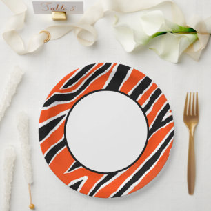 MVB Tijgerstrepen Design- Oranje & Zwart Papieren Bordje