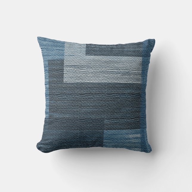 MVB Weathered Blue/Grey Faux Burlap design Outdo Buitenkussen (Voorkant)