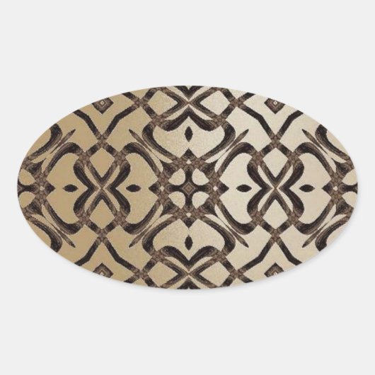 MVB X Kant Pattern Sticker- Champagne & Bruin Ovale Sticker (Voorkant)