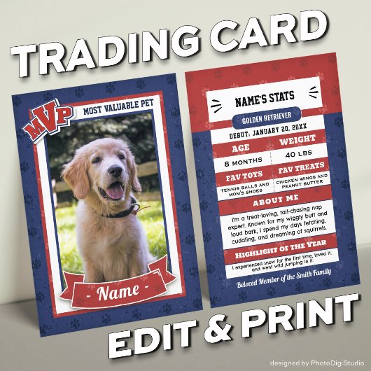 MVP Custom Huisdier Trading Kaarten Fun Dog Tradin Contactkaartje