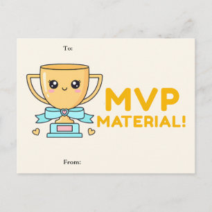 MVP Materiaal! Cadeaubon voor een leuk trofee klas Feestdagenkaart