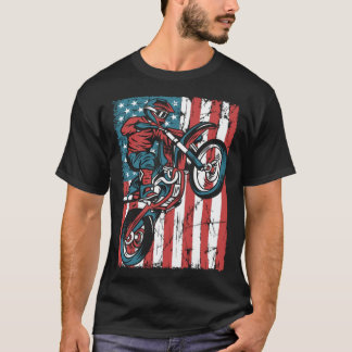MX Motorcross Amerikaanse vlag Biker Bike Dirt Bik T-shirt