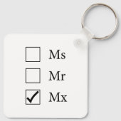 Mx Titel (drie opties) Sleutelhanger (Achterkant)