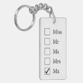 Mx Titel (vijf opties) Sleutelhanger (Voorkant Links)