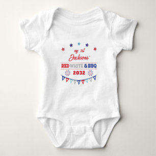 My 1st Red white and BBQ 4th july fireworks Romper