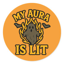 MY AURA IS LIT – Grappige Halloween Ghost Sticker