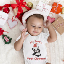 My Beary First Christmas – Panda with Santa Hat