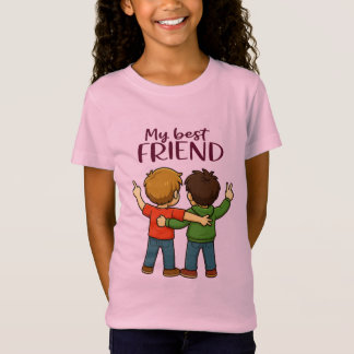 My Best Friend Cute Cartoon Design Girls Fine  T-shirt