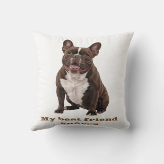 My Best Friend Snores – Brown French Bulldog Throw Kussen