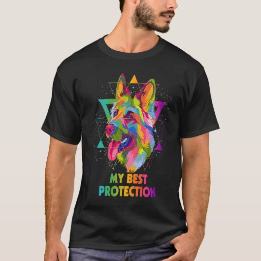 My Best Protection German Shepherd  Shepard Humor  T-shirt (Voorkant)