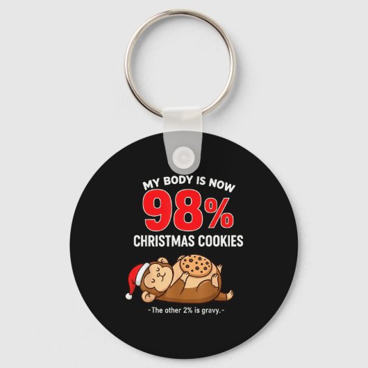 My Body Is 98% Christmas Cookies Funny Monkey Paja Sleutelhanger (Voorkant)