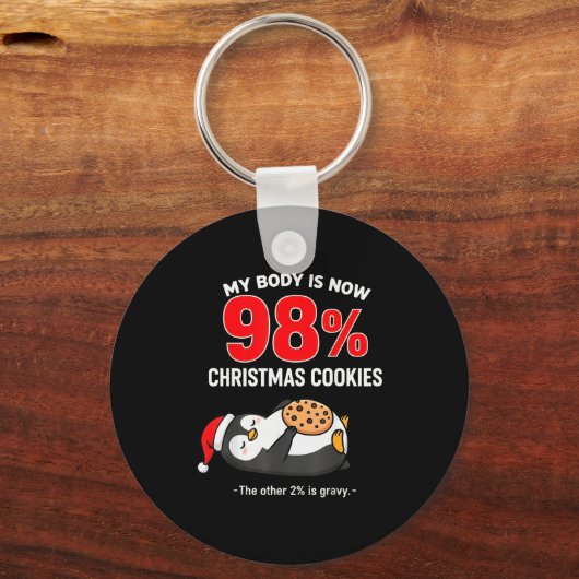 My Body Is 98% Christmas Cookies Funny Penguin Paj Sleutelhanger (Voorkant)