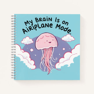 My Brain Airplane Mode Funny Jellyfish Brain Fog  Notitieboek