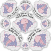 My Brain Airplane Mode Funny Jellyfish Brain Fog Sticker (Voorkant)