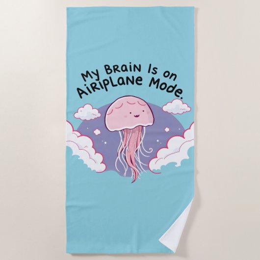 My Brain Airplane Mode Funny Jellyfish Brain Fog Strandlaken (Voorkant)