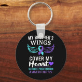 My Brothers Wings Cover Heart Suicide Awareness R Sleutelhanger (Voorkant)