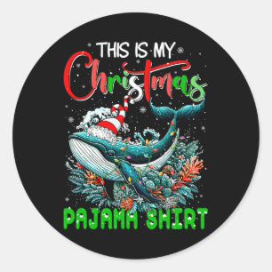 My Christmas Pajama Santa Whale Zee Dierenvriend K Ronde Sticker