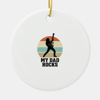 My Dad Rocks Vintage Guitar Sunset Shirt Design_1 Keramisch Ornament