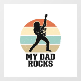 My Dad Rocks Vintage Guitar Sunset Shirt Design_1 Raamsticker