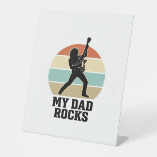 My Dad Rocks Vintage Guitar Sunset Shirt Design_1 Reclamebord Met Voetstuk