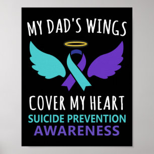 My Dad's Wings Hoesje Heart Suicide Awareness Ribb Poster